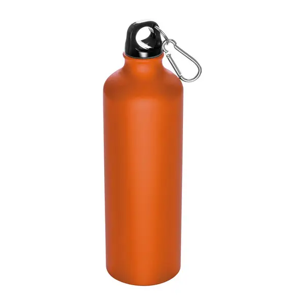 Metal drinking bottle with carabiner Brno
